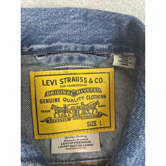 Levis Premium Denim Jean Trucker Jacket Snoopy Legit Mens Large Blue Button NWOT - Picture 4 of 9